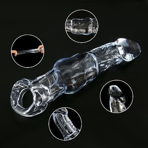 Reusable Extender Penis Sleeve, Enlarge Cock Sleeve Extension Testicle Ring Ball Stretcher For Enlarge Thicken Delay Ejaculation Prolong Erection - Image 3