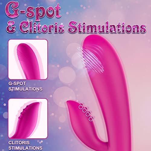G-Spot Dildo Rabbit Vibrator With 10 Vibration Modes, Clitoris Stimulator Dual Motor Massager Vaginal Anal Motor, Soft Silicone Waterproof Rechargeable Adult Sex Toys For Women Pleasure Couple, Pink - Image 3