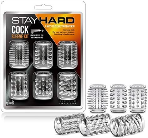 Blush Stay Hard Cock Ring Sleeve Kit - 6 Unique Textures Enhance Pleasure - Use On Penis, Vibrator, Dildo - Stack, Mix To Create Unique Sensations - Adds Girth - Sex Toy For Men, Women, Couples