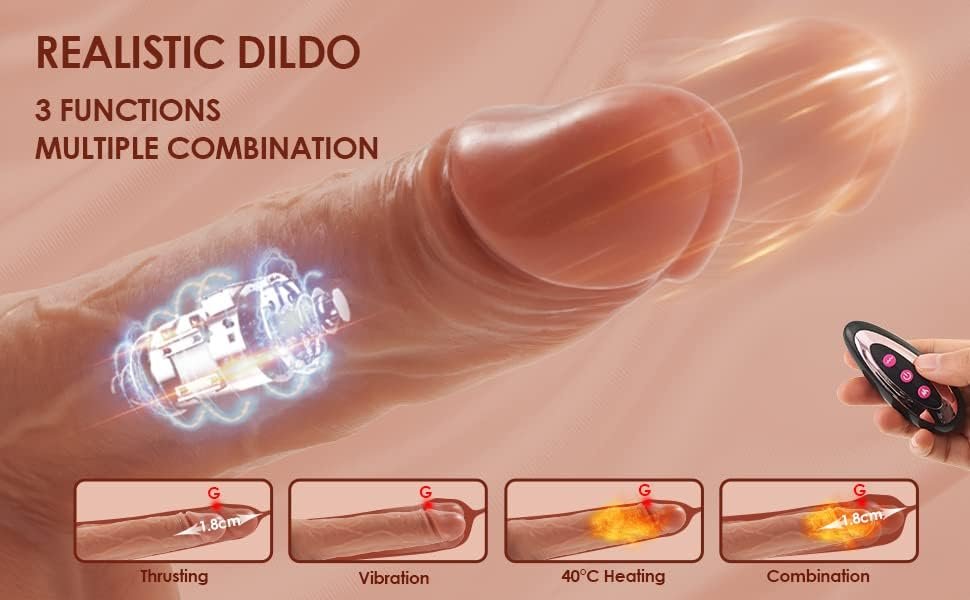 Thrusting Realistic Dildo Vibrator For Throat Trainer,Telescopic Heating Vibrating Dildo For G Spot Anal Play,Silicone Suction Cup Penis With 3 Thrusts &9 Vibrations Sex Toy For Women And Couple - Image 2