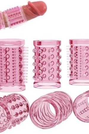 Penis Rings,Penis Sleeve Set,Cock Rings With 6 Stretchy Textured Studded Stretchy,Erection Enhancing Enhance Men,Adult Sex Toys For Men Couple Black
