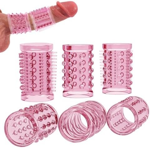 Penis Rings,Penis Sleeve Set,Cock Rings With 6 Stretchy Textured Studded Stretchy,Erection Enhancing Enhance Men,Adult Sex Toys For Men Couple Black