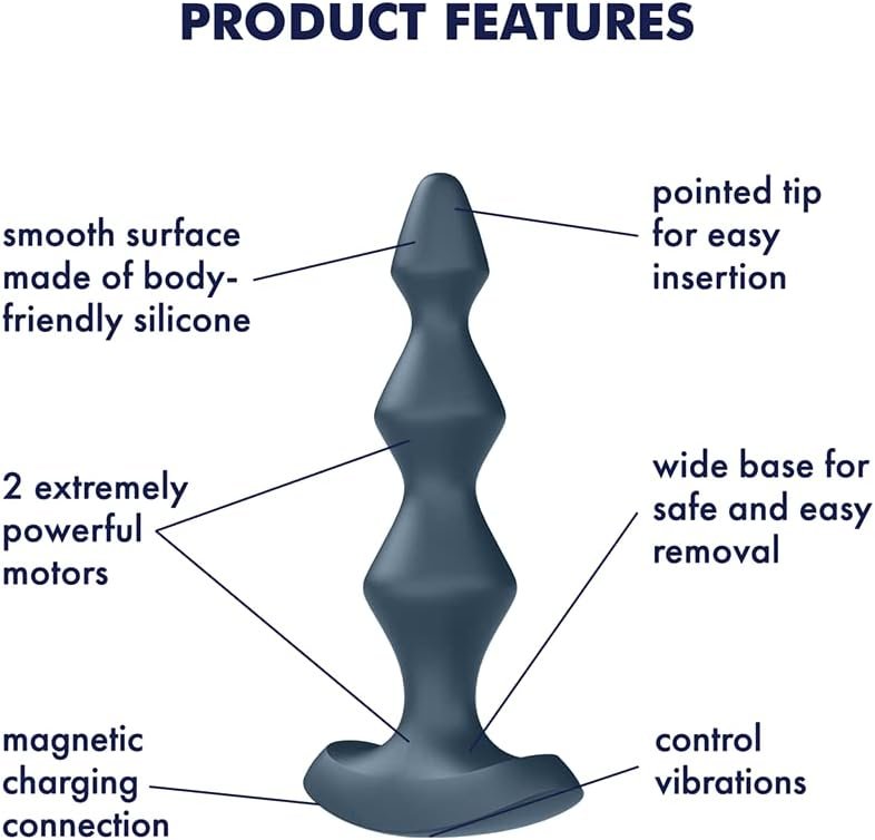Satisfyer Lolli-Plug 1 Anal Vibrator - Vibrating Anal Plug, Diamond Shaped Beads With Increasing Diameter And Wide Base - Suitable For Beginners, Waterproof, Rechargeable (Berry) - Image 2