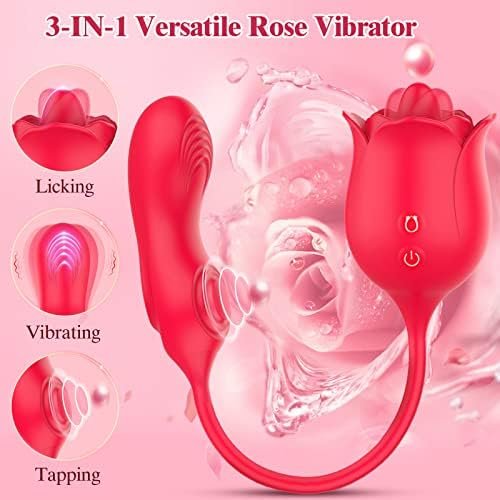Rose Toy Vibrator For Woman, Nipple Clitoral Stimulator Dildo With 10 Tongue Licking & Tapping Modes, Clitoris G Spot Vibrator Personal Massager Adult Sex Toys For Women Man And Couple Games - Image 2
