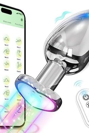 Vibrator Butt Plug, Anal Plug With Flashing Light Base, Anal Sex Toys For Men Vibrator (Medium)