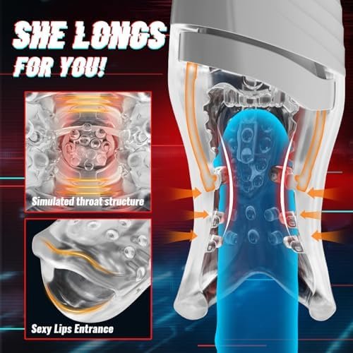 Triple Motor Automatic Male Masturbator Cup Oral Male Sex Toy, 5 Biting & 8 Vibrating Penis Stroker, Blowjob Glans Vibrator With Realistic Throat Structure Adult Sex Toys Pocket Pussy For Men Pleasure - Image 3