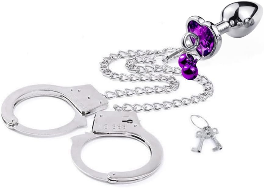 Anal Plug With Butt Plug Trainer Long Chain Handcuffs Stainless Steel Sm Bed Restraint Set Sex Toys +Fetish Blindfold Couple Flirt For Unisex - Image 2