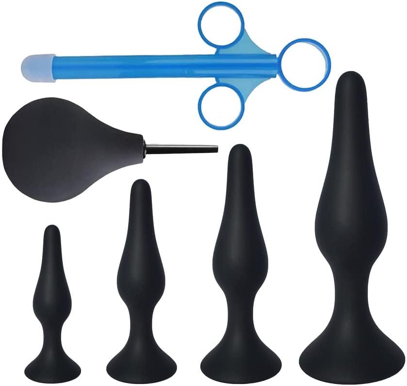 Real Vibes Anal Sex Toys Silicone Butt Plug Set, Anal Butt Trainer, Dilator Dildo Kit For Women And Men, 4 Buttplugs For Advanced & Beginner