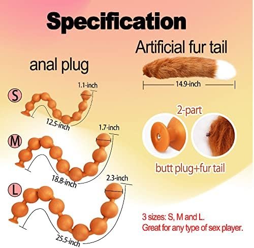 Tariss'S Anal Beads With Fox Tail Butt Plug For Women G-Spot Stimulator Anal Plug Cosplay Toy For Men Prostate Massager Adult Sex Toys Gold L - Image 3