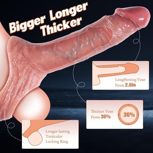 Adult Sex Toys 2.6'' Penis Sleeve - Sex Toys For Men Realistic Cock Ring Extender, Mens Sex Toys Silicone Cock Sleeve For Erection Extension Enlargement, Male Sex Toys Penis Enlarger, Sex Toys Men - Image 2