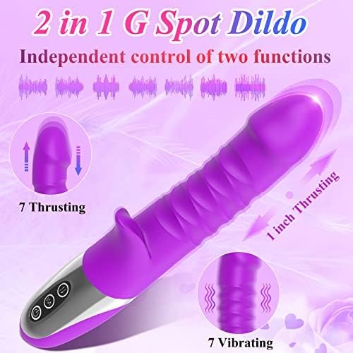 G-Spot Vibrator Shaped Rabbit Dildo With 7 Vibration Modes & 7 Telescopic Modes 2 In 1, Clitoris Vagina Stimulator Soft Silicone Waterproof Massager For Women, Solo Or Couples Play, Adult Sex Toy - Image 2