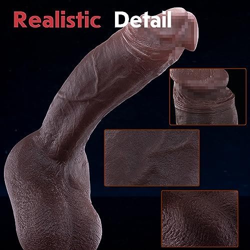9 Inch Black Realistic Dildo Feels Like Skin, With Huge Strong Suction Cup Dildos For Hands-Free Play, Soft Liquid Silicone Anal Adult Sex Toys For Men And Women Pleasure - Image 2