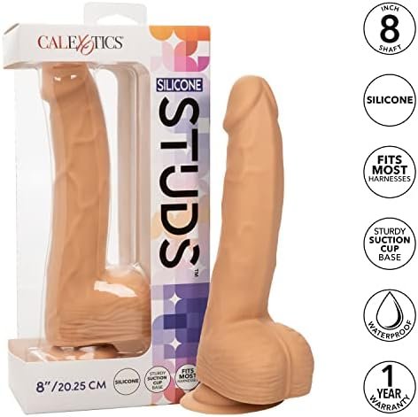 Calexotics Silicone Studs™ 8 Inch – Realistic Dildo With Suction Cup Base Harness Probe – Ivory - Image 3