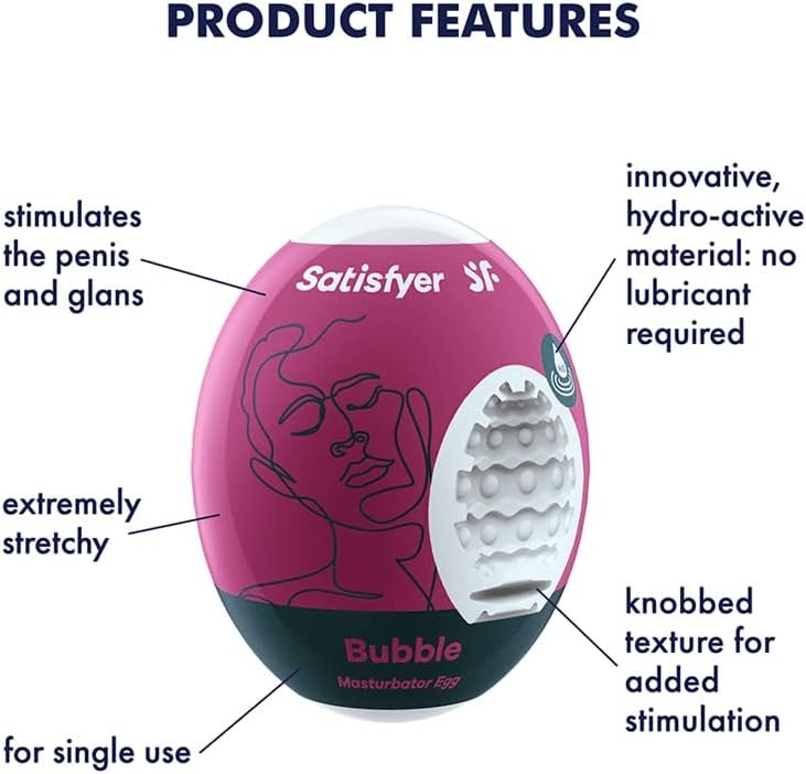 Satisfyer Masturbator Egg 3-Pack | Naughty | Savage | Crunchy | 3 Sensual Structures | Masturbator | Penis Stimulation | Extremely Stretchable | One- Time-Use - Image 2