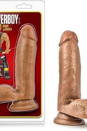 Blush Coverboy Fireman Realistic Dildo - 7 Inch Length And 1.75 Inch Width Extra Thick Huge - Powerful Suction Cup Base For Hands Free Play And Strap On Harness Compatible - Feels Real - Adult Sex Toy
