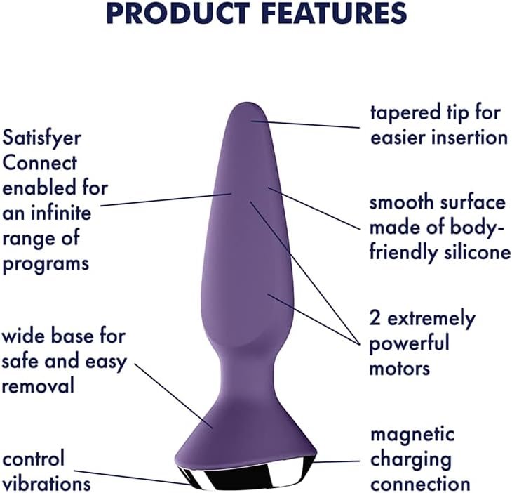 Satisfyer Plug-Ilicious 1 Anal Vibrator With App Control - Vibrating Anal Plug, Butt Plug, Tapered Shape, Pointed Tip, Wide Base - Compatible With Satisfyer App, Waterproof, Rechargeable (Purple) - Image 3