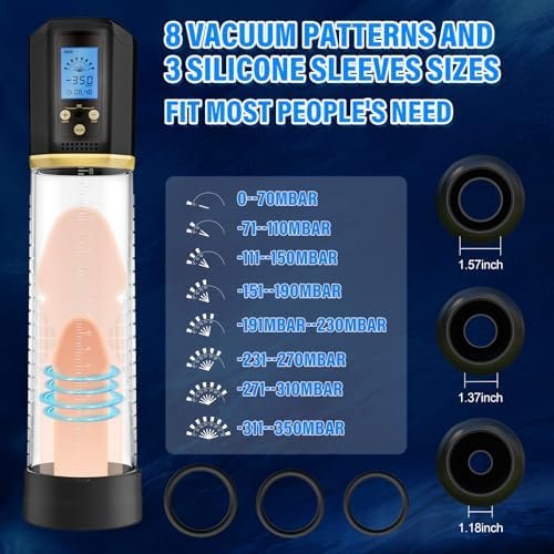 Electric Vacuum Penis Pump For Men - Sex Toys Penis Extender With 8 Sucking Modes, Led Display & Powerful Suction, Rechargeable Adult Toys Cock Erection Training Penis Enlargement Extend Pump - Image 2