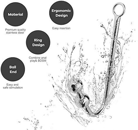 Chrontier Anal Anus Butt Hook Fetish Bondage Hook Sex Toy Solid Stainless Steel Ball Beaded End For Bdsm Dominant Rope Game Anal Plug Hook Men Women Unisex (Triple Bead) - Image 2