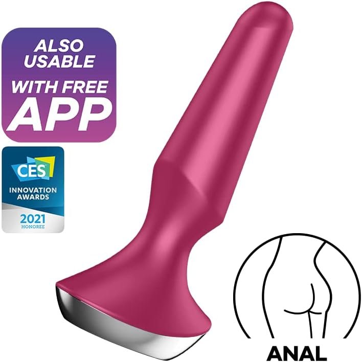 Satisfyer Plug-Ilicious 2 Anal Vibrator With App Control - Vibrating Anal Plug, Butt Plug, Voluminous Shape, Rounded Tip, Wide Base - Compatible With Satisfyer App, Waterproof, Rechargeable (Berry) - Image 2