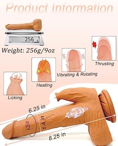 Thrusting Vibrator Dildo 8 Inch Realistic Vibrating Dildos Suction Cup Discreet Heated Lifelike Silent App Controlled Female Vibrators Waterproof G Spot Anal Sex Toy For Women Couple Men Beginner Gay - Image 2