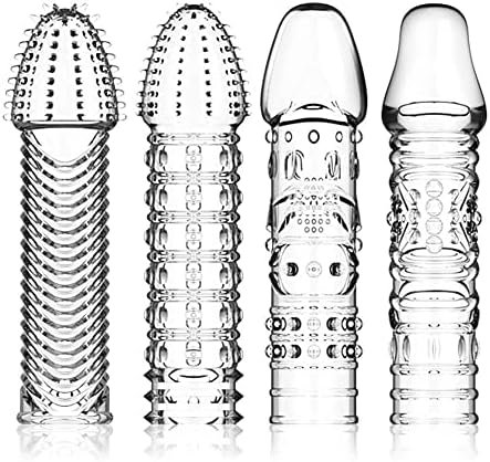 Cock Ring Kit Penis Extender Sleeve With 4 Different Designs Cock Enlargement Cover With Vivid Glans Delay Ejaculation Sex Toys For Men Play