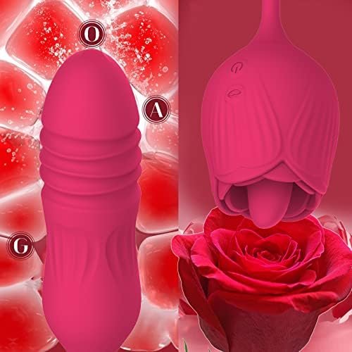 Rose Sex Toy Vibrator For Women - 3 In 1 Rose Sex Stimulator Clitoral Tongue Licking Thrusting G Spot Dildo Vibrator With 9 Modes, Rose Adult Sex Toys Games, Clit Nipple Licker For Women Man Couples - Image 2
