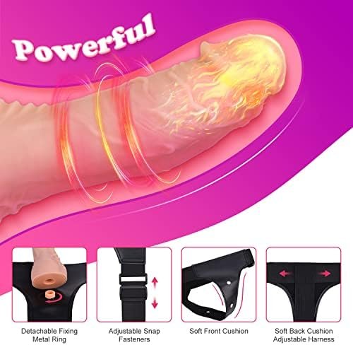 Harness Strap-On Vibration Realistic Dildos With 10 Strong Modes 2 Dildos Silicone Anal G-Spot Stimulation Adjustable Strapless Sex Toys For Female Couple Lesbian | Remote Control - Image 3