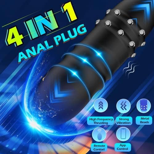 Thrusting Anal Wearable Vibrator, App & Remote Control Butt Plug With Cock Ring For Prostate Massager, 9 Thrusting & Vibrating Modes Anal Sex Toy With Beaded Stimulation For Adult Men, Couples Fun - Image 3