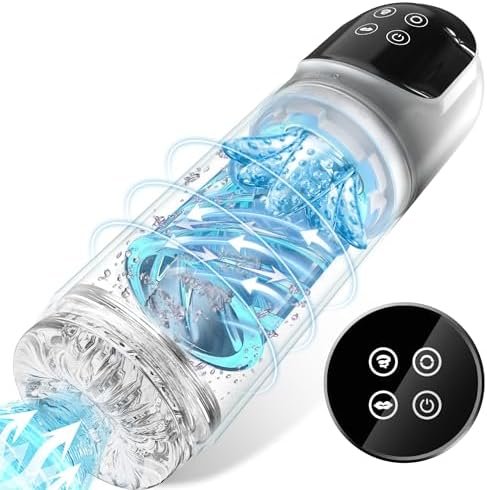 Automatic Male Masturbator - Penis Pump Male Sex Toys For Men Sex Toy Adult Toys Sex Machine Pocket Pussy Male Stroker Male Masturbators With 4 Pump & 7 Sucking & 7 Rotating & 7 Licking & Lcd Display