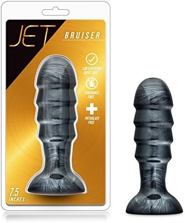 Blush Jet Annihilator - 11" Long Huge Butt Plug - Extreme Advanced 3" Thick Anal Probe Dildo With Ridges - Flexible Suction Cup Harness Compatible - Sex Toy Women Men Couples - Carbon Metallic Black