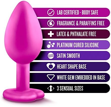 Blush Novelties - Anal Bling Butt Plugs Heart Shaped Gem Sex Toy Beginner Training Kit Of 3 Sizes Set - Black Ruby Red - Image 2