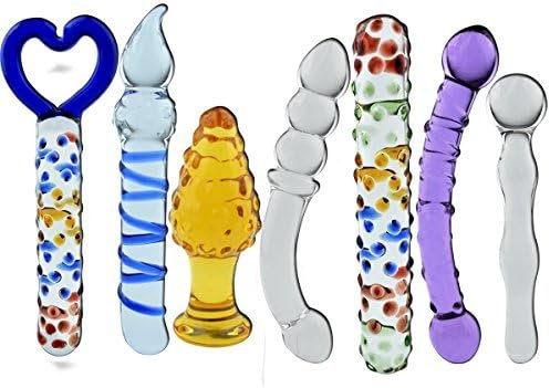 Rbenxia 7 Types Set Crystal Glass Anal Plug New Top Unique Design Sex Toy Adult Products Crystal Glass Sm G-Spot Pleasure Anal Butt Plug Stimulator