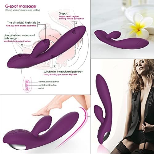 Rabbit Vibrator For Women, Waterproof Adult Toys Rose Sex Toys Clitoris Dildo Vibrator With Dual Stimulator Wand Massager - Image 3