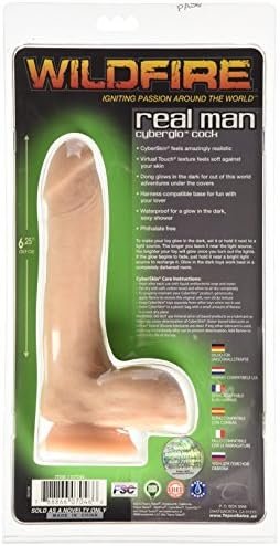 Wildfire Realistic Lifelike Dildo With Suction Cup Cyberskin Flexible Cyberglo Cock For Vaginal G-Spot And Anal Play 5.75 Inch - Image 3