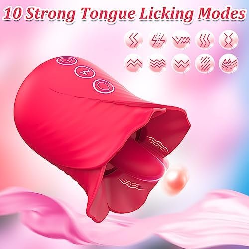 Rose Sex Toy Adult Toys - Womens Sex Toys Sucking Vibrator Rose Vibrators Nipple Clitoral Stimulator With 2 In 1 Licking & Sucking, 10 Vibration & 6 Suction Modes Adult Toy For Women - Image 3