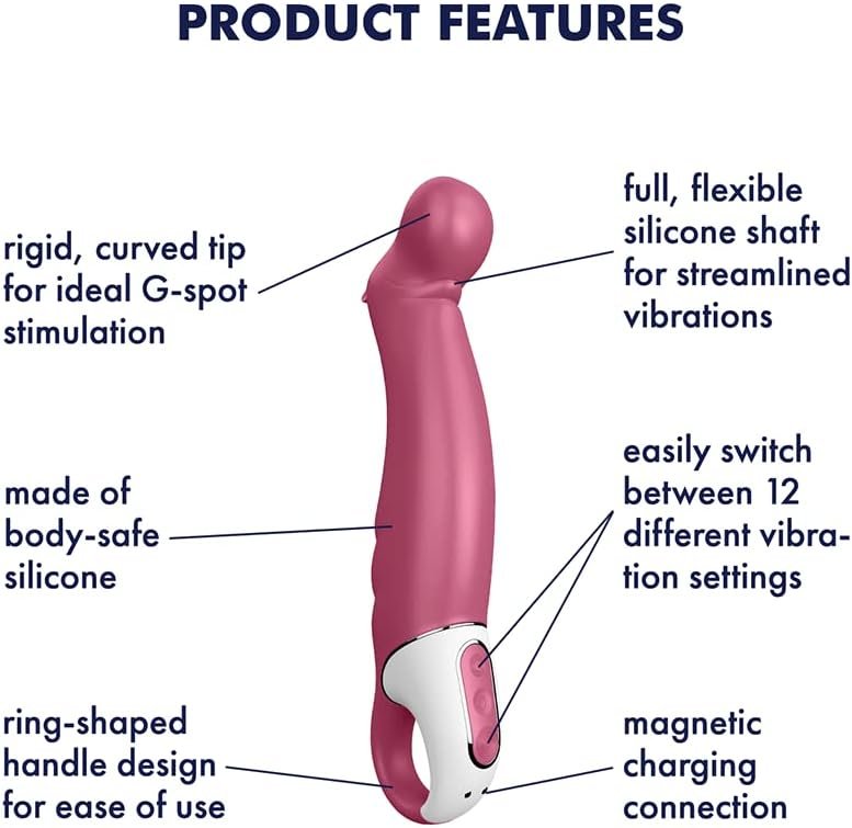 Satisfyer Petting Hippo G-Spot Vibrator - Vibrating Dildo, Inclined Tip, 12 Vibration Programs, Retaining Ring - Soft Silicone, Waterproof, Rechargeable - Image 3