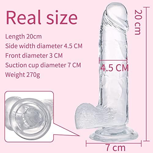 Realistic Dildos, Xinbale 7.8 Inch Clear Dildo With Suction Cup For Hands-Free Play, Flexible Clear Dildo With Curved Shaft Balls For Vaginal G-Spot And Anal Play - Image 2