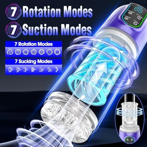Automatic Male Masturbator Sex Toys For Men - Adult Male Sex Toys Penis Pump With 7 Rotating & 7 Sucking & 7 Licking Modes, Led Display Pocket Pussy Male Stroker, Blowjob Sex Machine Mens Sex Toy Men - Image 2