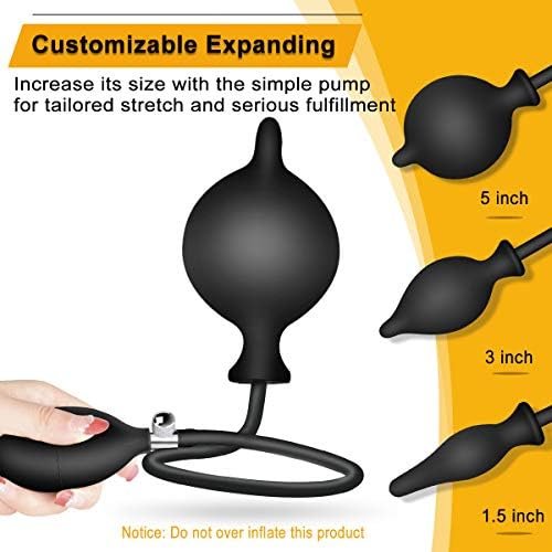 Silicone Expand Inflatable Anal Plug - Body-Safe Medical Grade Waterproof Butt Sex Toy For Male, Female And Beginners (Black Classic Style) - Image 2