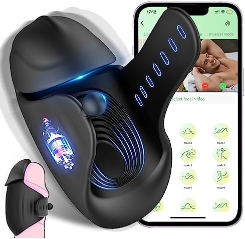 Adjustable Hands Free Male Masturbator Penis Vibrator Trainer Stimulator, 3 In 1 Vibrating App Controlled Adult Sex Toy Stroker With Cock Ring, Masturbators Vibrators For Men
