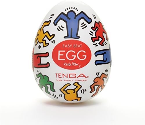 Tenga X Keith Haring For Mens Masturbation, Single-Use Prelubricated Stimulating Toy Party, White, 1 Count