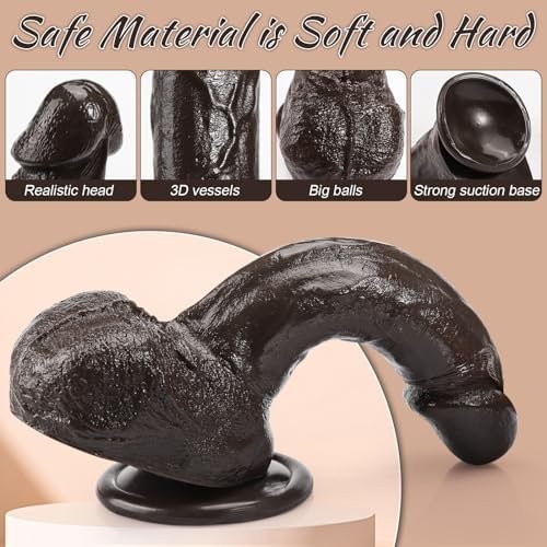 Realistic Dildo Feels Like Skin, Soft Anal Dildo With Strong Suction Cup For Hands-Free Play, Adult Sex Toys For Women, 8.27 Inch G Spot Penis With Balls Lifelike Fake Penis G Spot Stimulator - Image 3