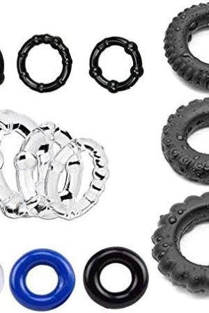 Pattnium 12 Pcs Silicone Cock Ring For Man,Penis Ring Delay Ring Medical Grade Erection Enhancing Soft Silicone Penis Rings Sex Toy