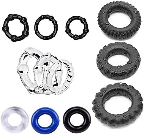 Pattnium 12 Pcs Silicone Cock Ring For Man,Penis Ring Delay Ring Medical Grade Erection Enhancing Soft Silicone Penis Rings Sex Toy