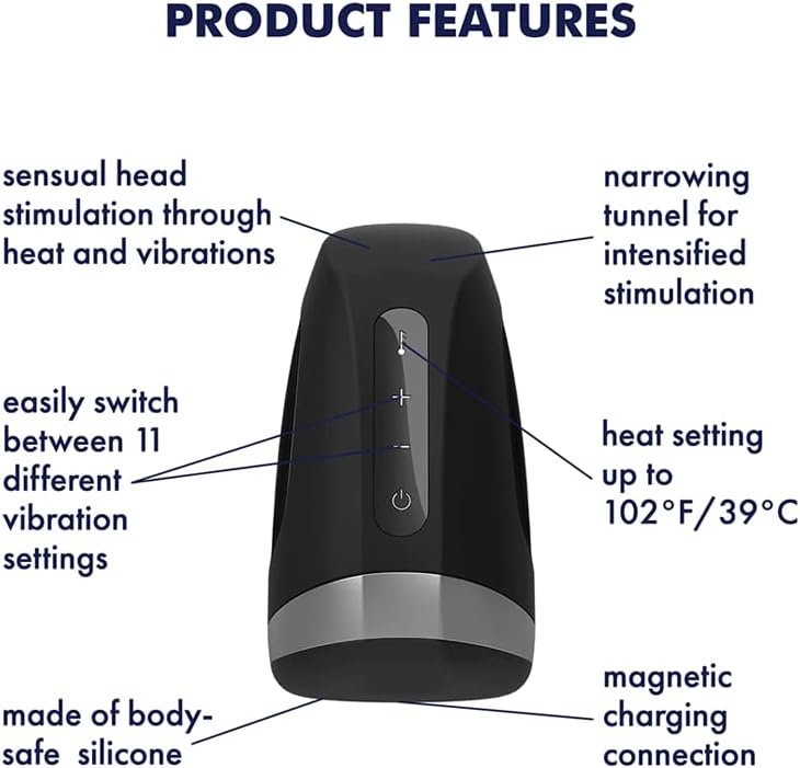 Satisfyer Men Heat Vibration | Masturbator | Vibrator | 11 Vibration Programs | Innovative Warming Function | Waterproof (Ipx7) | Rechargeable Battery | Skin-Friendly Silicone - Image 3