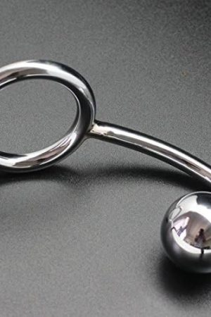 Anal Plug Cock Ring With Ball Metal Steel Hook Chrome Butt