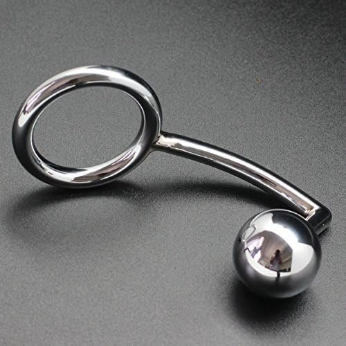 Anal Plug Cock Ring With Ball Metal Steel Hook Chrome Butt