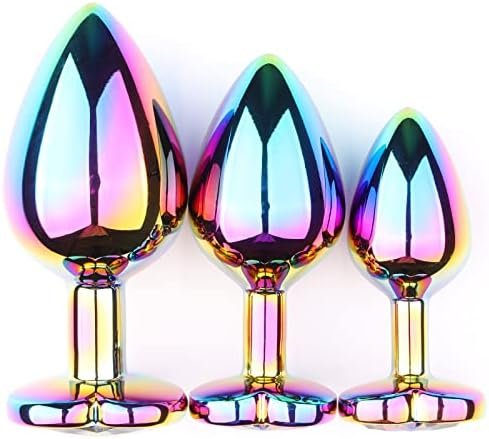Lock Love Colorful Rainbow Gradient Anal Butt Plug Colorful Butt Plug Rainbow Crystal Metal Princess Rainbow Butt Plug For Women Sex Gift (Heart) - Image 3