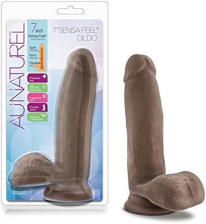 Blush Au Naturel 8 Inch Realistic Sensa Feel Dual Density Flexi Shaft Dildo - Fragrance Free Strong Suction Cup Harness Compatible Female Male Adult Toy - Sex Toy For Women Men Couples - Chocolate