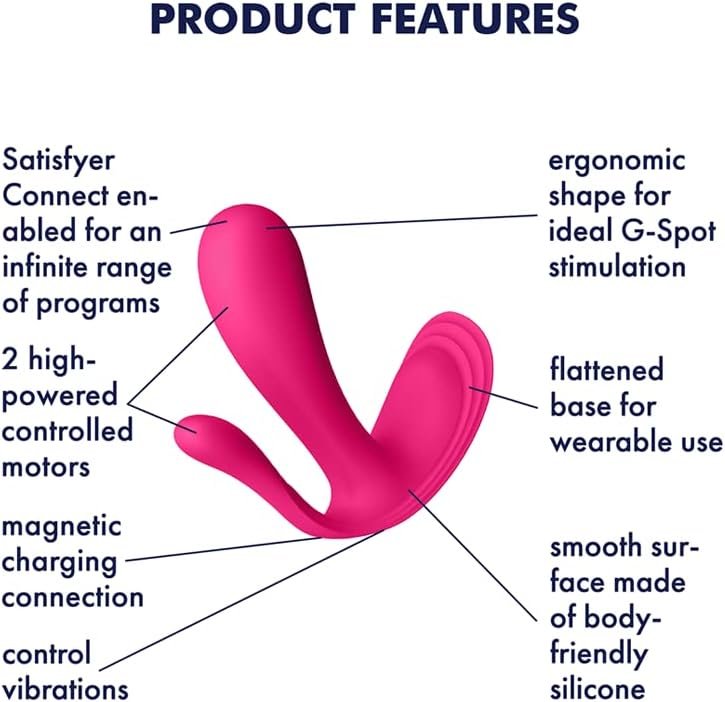 Satisfyer Top Secret+ Wearable Vibrator With App - Butterfly Vibrator, Panty Vibrator, G-Spot And Anal Stimulation, Sex Toys For Women - Compatible With Satisfyer App, Waterproof, Rechargeable (Pink) - Image 3